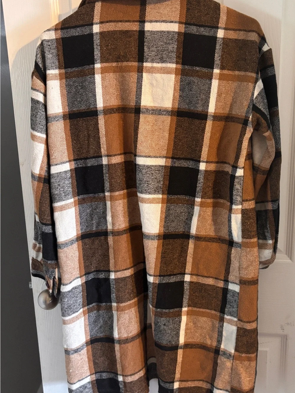 SHEIN Brown Black White Plaid Kids Jacket